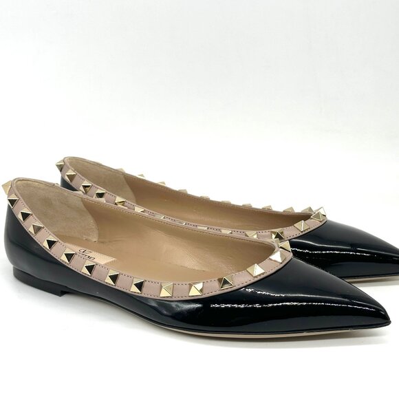 Valentino Rockstud Studded Patent Leather Ballet Ballerina Flats Shoes - Picture 8 of 16